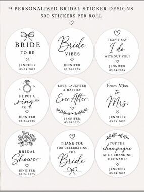 Bridal Wedding Stickers Customized 500
